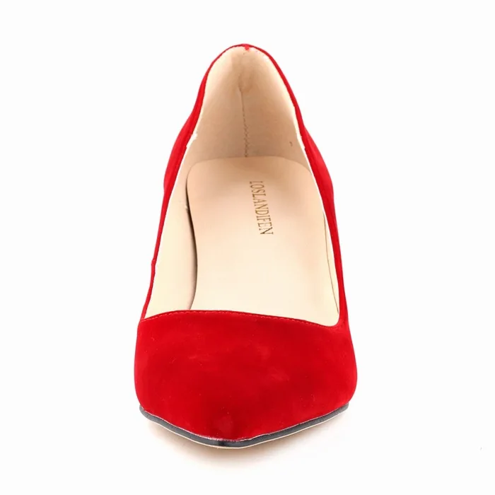 Loslandifen/Новые модные женские офисные туфли на высоком каблуке-шпильке; женские офисные туфли-лодочки из флока с острым носком; большие размеры 35-42