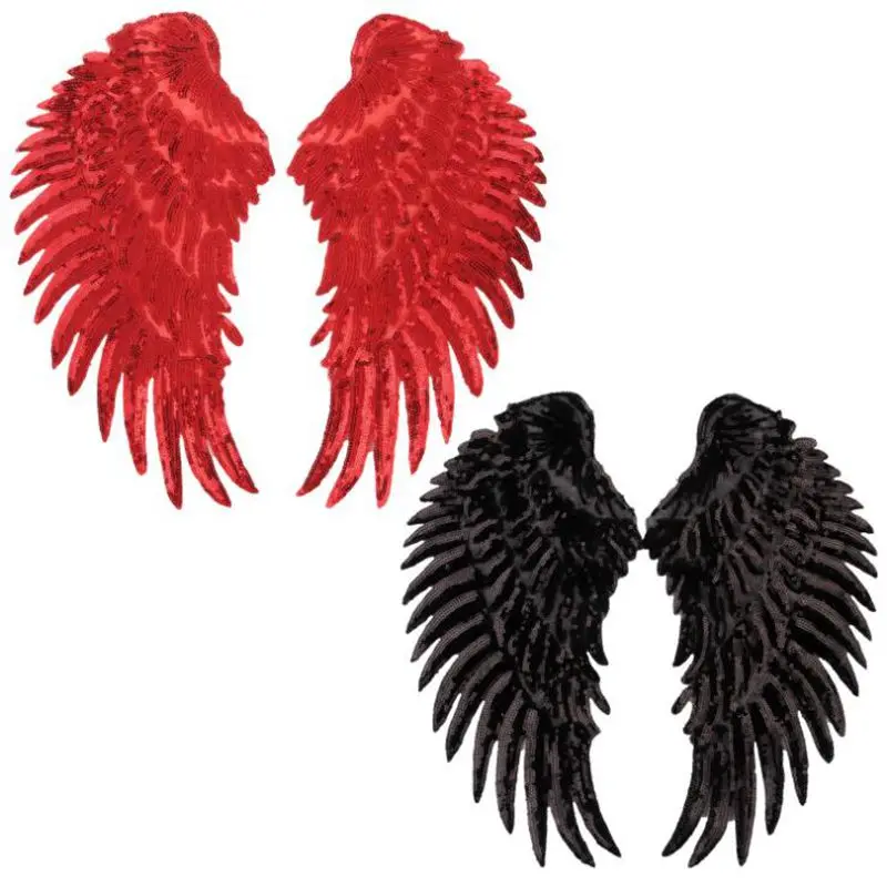 

2pcs/pair DIY Angel Wings Patches Sequin Patch Iron On Stickers For Jacket Coats Jeans Dress Sew On Embroidered Badge Appliques