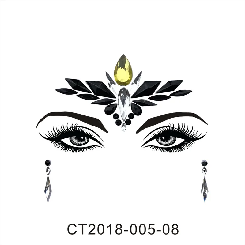 Fashion Eyebrow Face Body Art Adhesive Crystal Glitter Jewels Festival Party DIY Eye Tattoo Stickers Night Club Facial Makeup