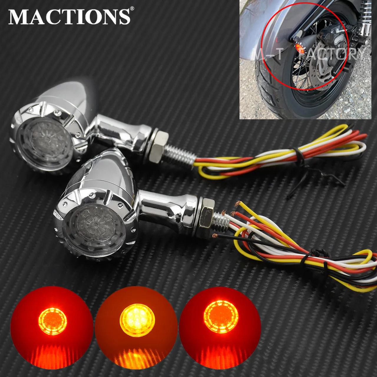 

Motorcycle 10mm Chrome LED Brake Blinker Light Turn Signal For Harley Motorcycles Chopper Cruiser Custom Bike 2pc