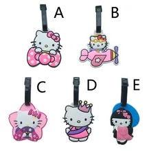 Cute ID Luggage Tags Hello Kitty Creative Cartoon Silicone Girls Suitcase/Handbag Label Tag Pink PVC Travel Accessories