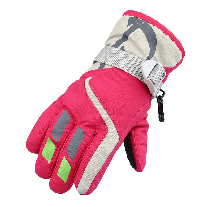 Rayseeda Детские Зимние теплые перчатки для катания на лыжах спортивные перчатки для игр на открытом воздухе Зимние водонепроницаемые перчатки для холодной погоды детские перчатки с подогревом - Цвет: Rose-Red
