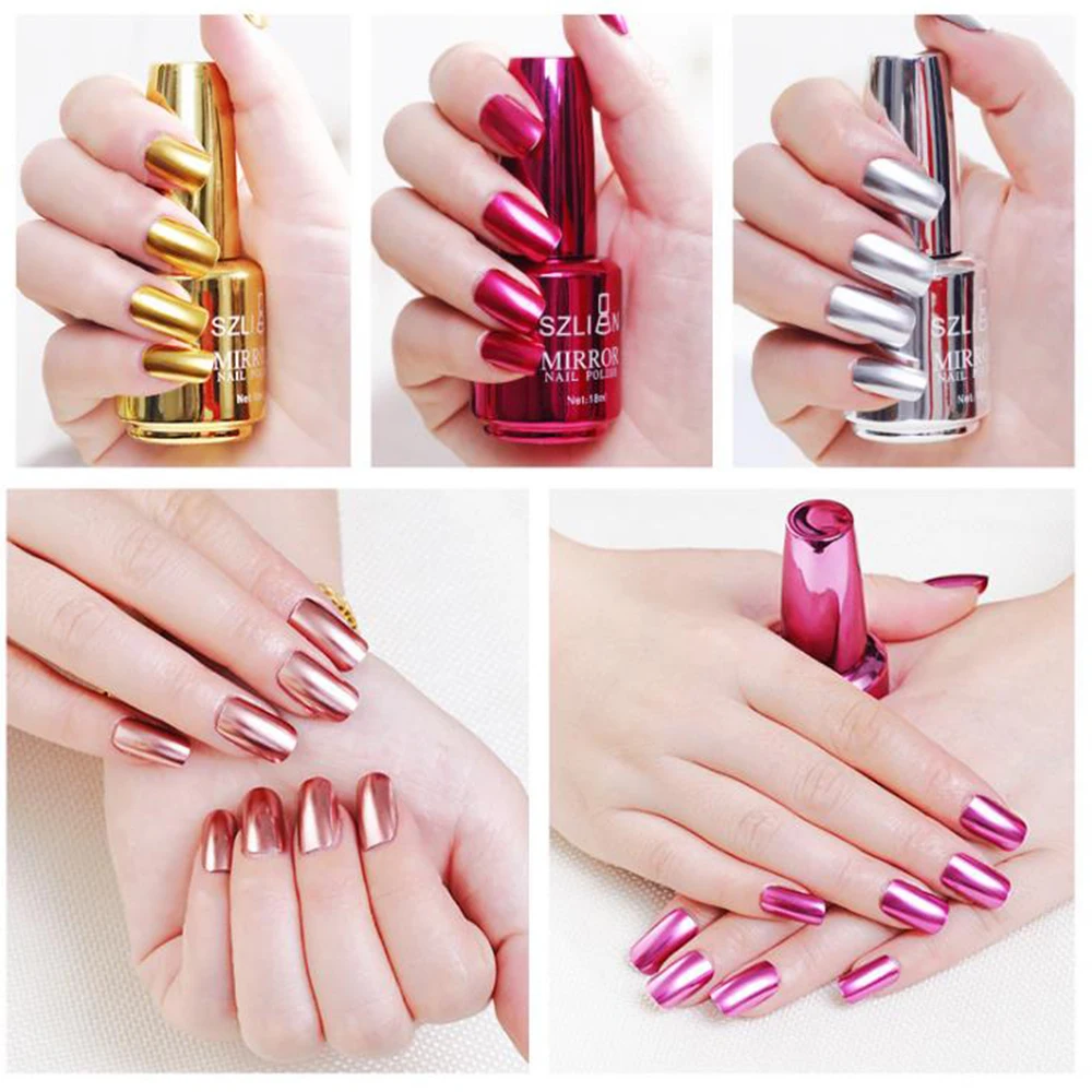 

Manooby Mirror Titanium Nail Polish Gel Titanium Nail Art Varnish Durable Of Gold Non-peelable Metal Nails Manicure Lacquer