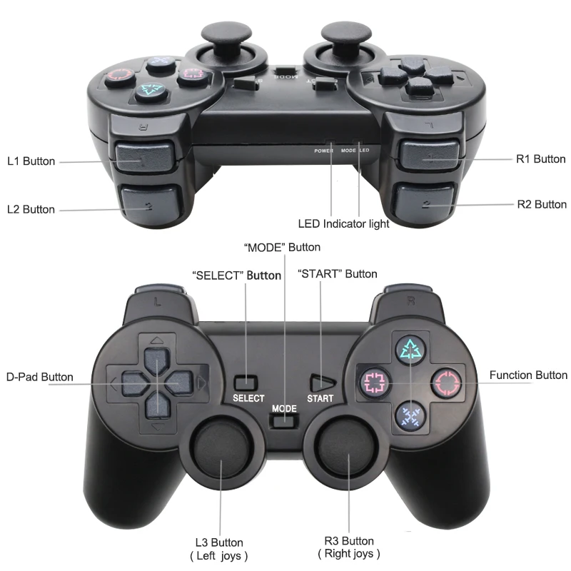 Для sony PS2 Bluetooth беспроводной контроллер прозрачный геймпад для sony Playstation 2 Джойстик 2,4G контроллер вибрации