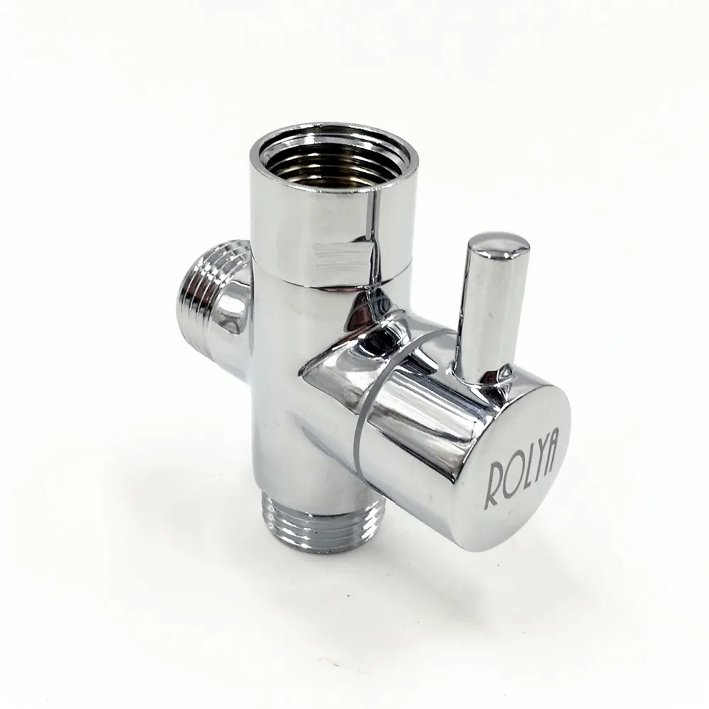 Premium G1/2 Multi function 3 Way Shower Faucet Diverter with Shut off Valve Switch T Adapter