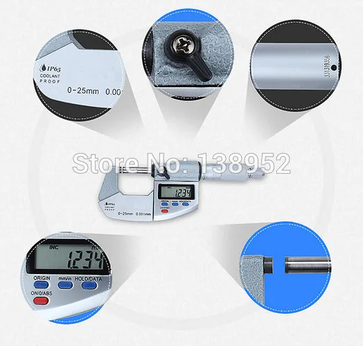 0-25mm 0.001mm IP65 Waterproof Digital Micrometer 25mm outside micrometer Caliper thickness gauge Electronic micrometer