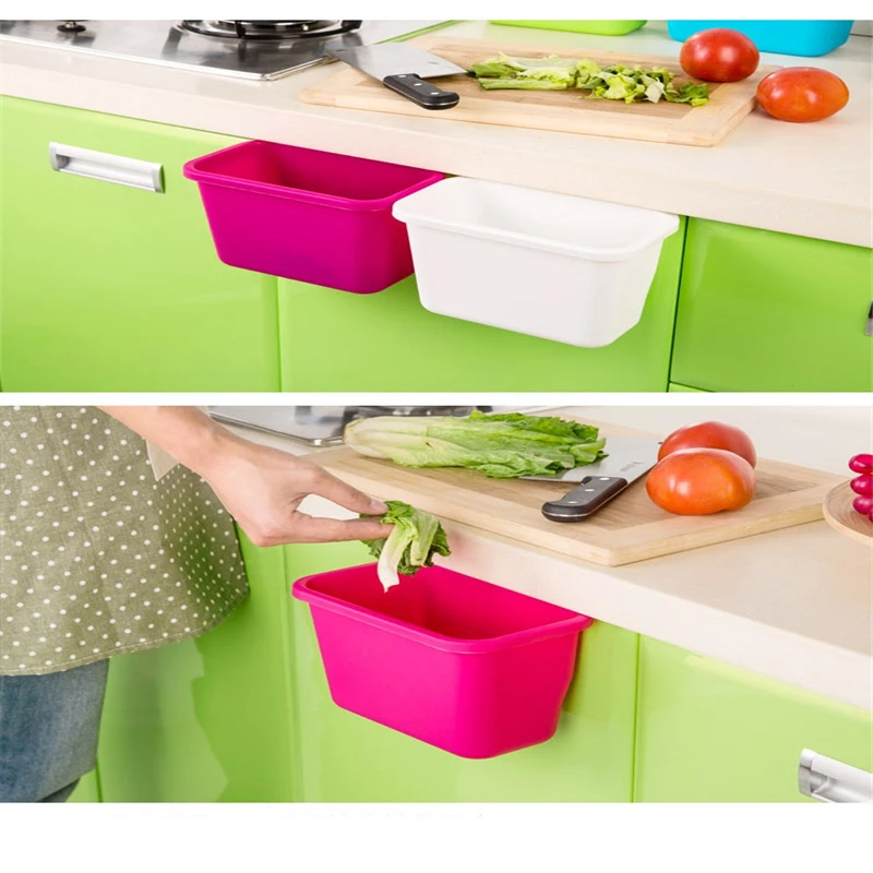 

Hanging Standing Kitchen Waste Bin Cupboard Door Wall Simple Garbage Bin 4 Colors Dustbin Storage Box