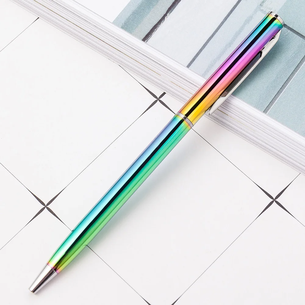 1Pcs Rainbow Colorful Ball Pen Stainless Steel Rod Rotating Metal Ballpoint Pen Stationery Ballpen 1 mm Office & School Supplies 3d printer parts mk8 nozzle 0 2mm 1 0mm for 1 75mm supplies cr10 cr10s ender 3 hardened steel extruder head 3d printer nozzle