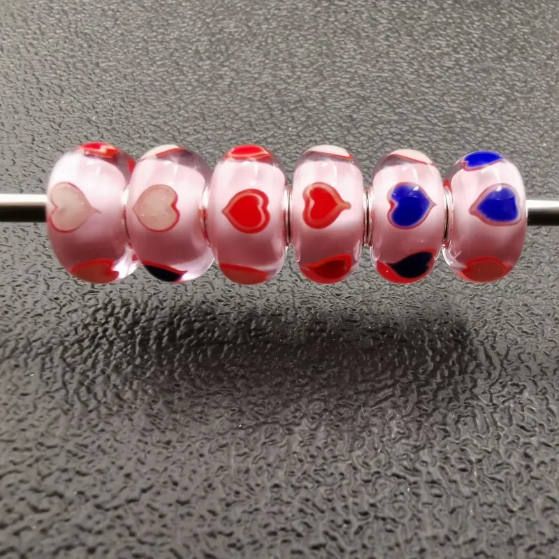 

Trendy Heart Charm Beads Fits Original European Bracelets Bangles Troll Handmade Charm Beads Silver 925 Jewelry Three Colors