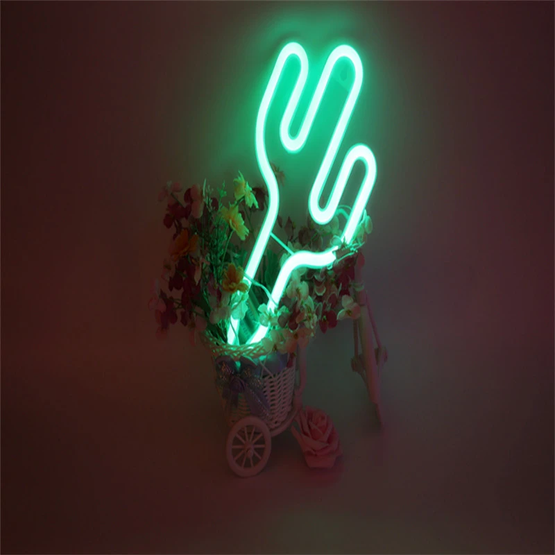 

Creative LED Cactus Fairy Led Neon Night Lights Wall Lamp Battery / USB Power For Bar Home Christmas Party Holiday Decorations