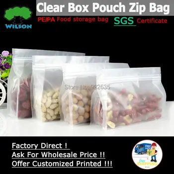 

Clear Frosted Large Openning Side Gusset Flat Bottom Stand-Up Zip Lock Bag For Food Storage Bag 50 -300 PCS Angle Seals