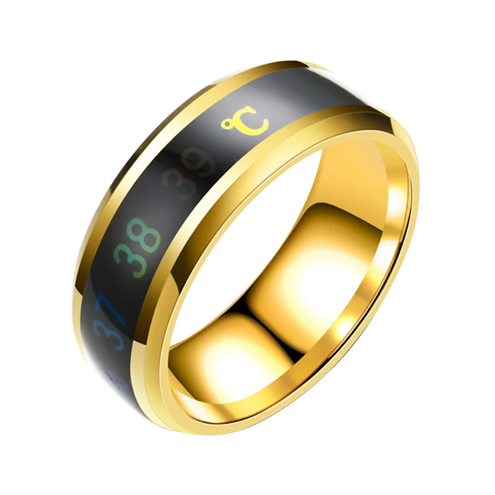 

Multi Colour Refined Gifts Color Changing Couple Ring Multi Sizes Round Smart Ring Temperature Sense Intelligent Titanium Steel