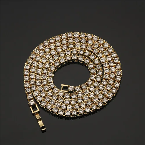 Шикарное однорядное теннисное ожерелье с цепочкой для мужчин, золото/серебро/черный стразы, чокер для мужчин 4 мм/5 мм/6 мм ширина, хип-хоп ювелирные изделия - Окраска металла: Gold Color