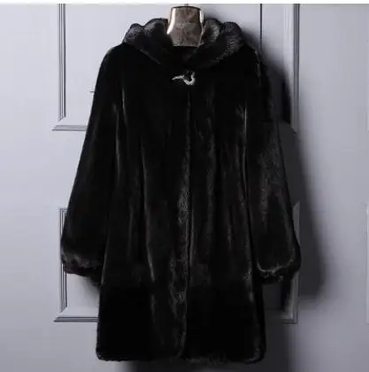 Новые черные женские длинные куртки из искусственного меха норки, большие размеры, Женская Повседневная зимняя и осенняя верхняя одежда из искусственного меха, Топы S/6Xl K830 - Цвет: black