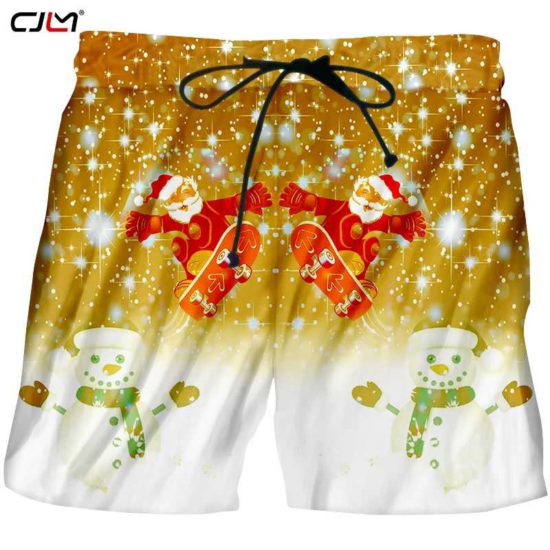 CJLM мужские персональные скейтборды Санта Клаус шорты человек Рождество Снеговик шорты 3D печатная одежда в китайском стиле распродажа