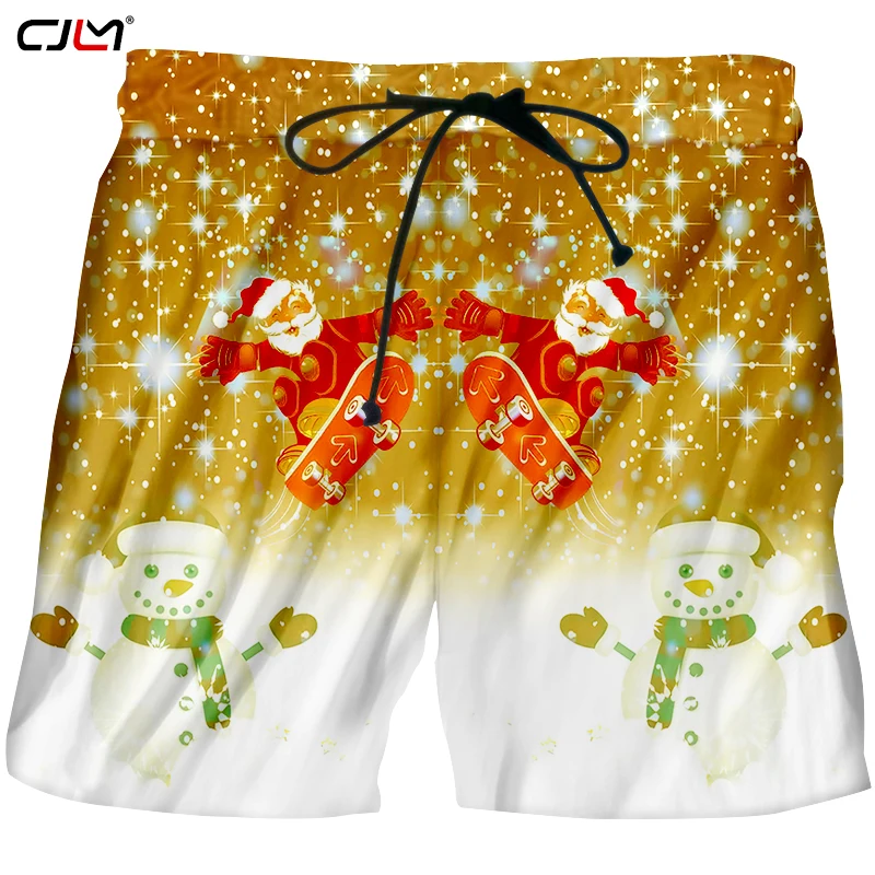 

CJLM Mens Personality Skateboard Santa Claus Shorts Man Christmas Snowman Shorts 3D Printed Chinese Style Clothing On Sale
