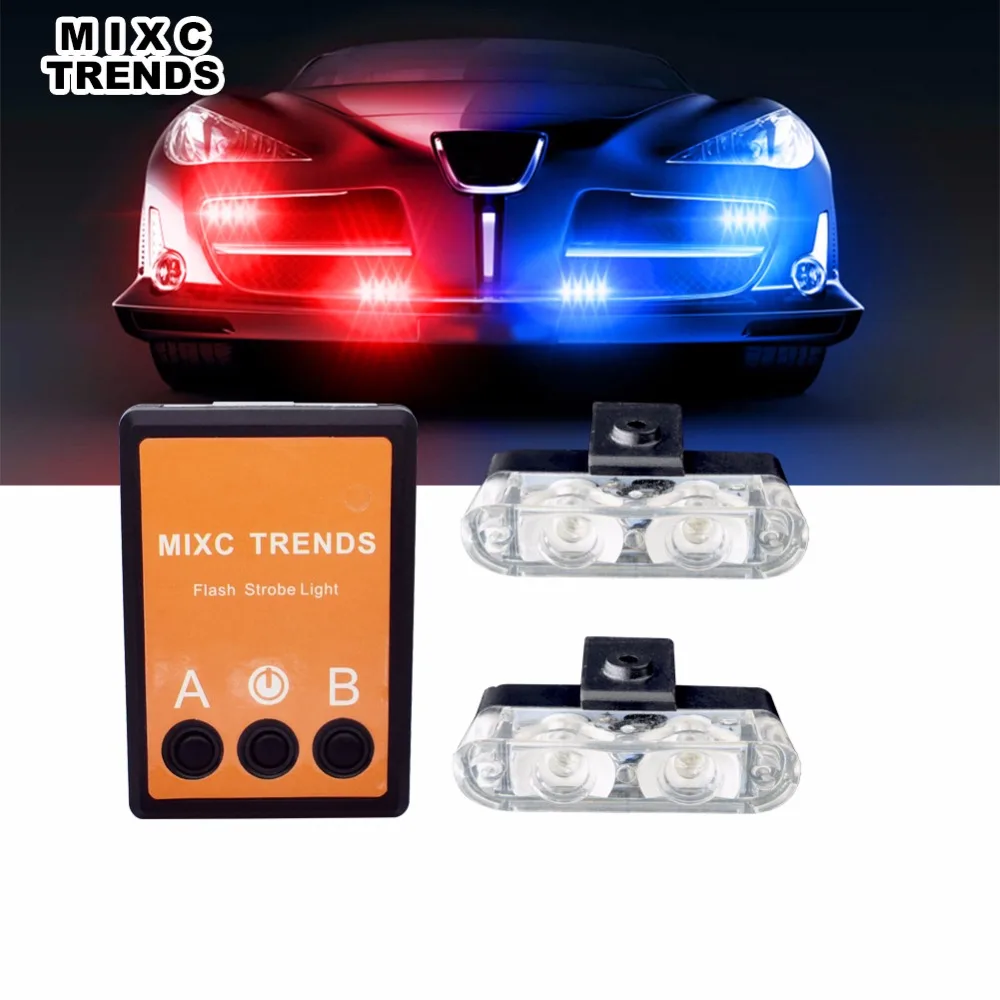 2x2 Led скорой помощи стробоскоп полицейский свет 12 В Автомобильный мигающий