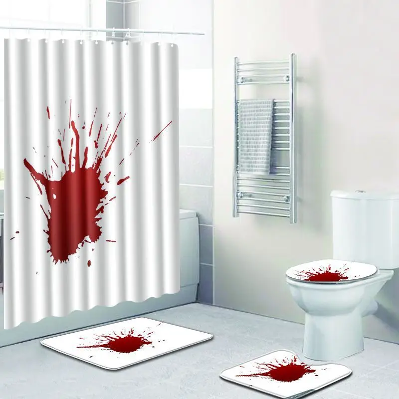 3d ужас крови отпечаток руки занавеска для душа водонепроницаемое полотно из полиэстера шторы в ванную комнату ковер пол туалетные коврики Pad 4 шт набор - Цвет: 8