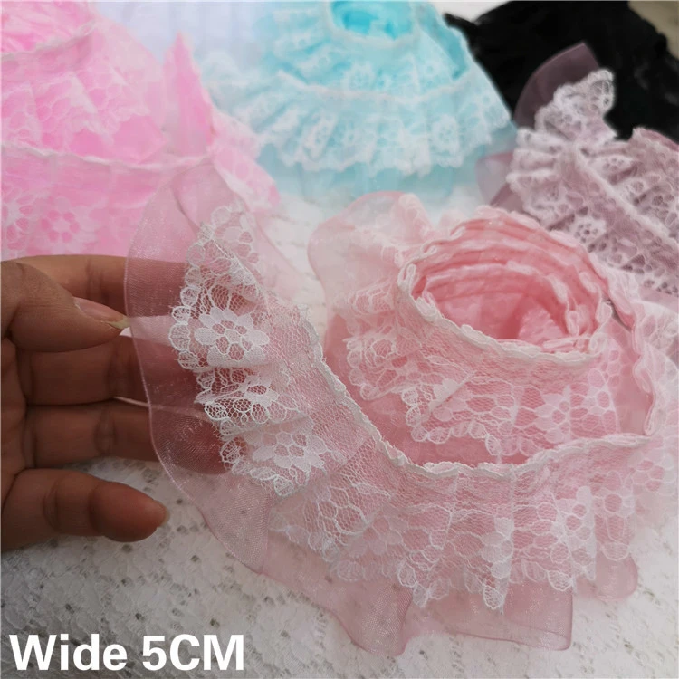 Malven Gold organza punta no elástico 9cm elegante cenefa coser