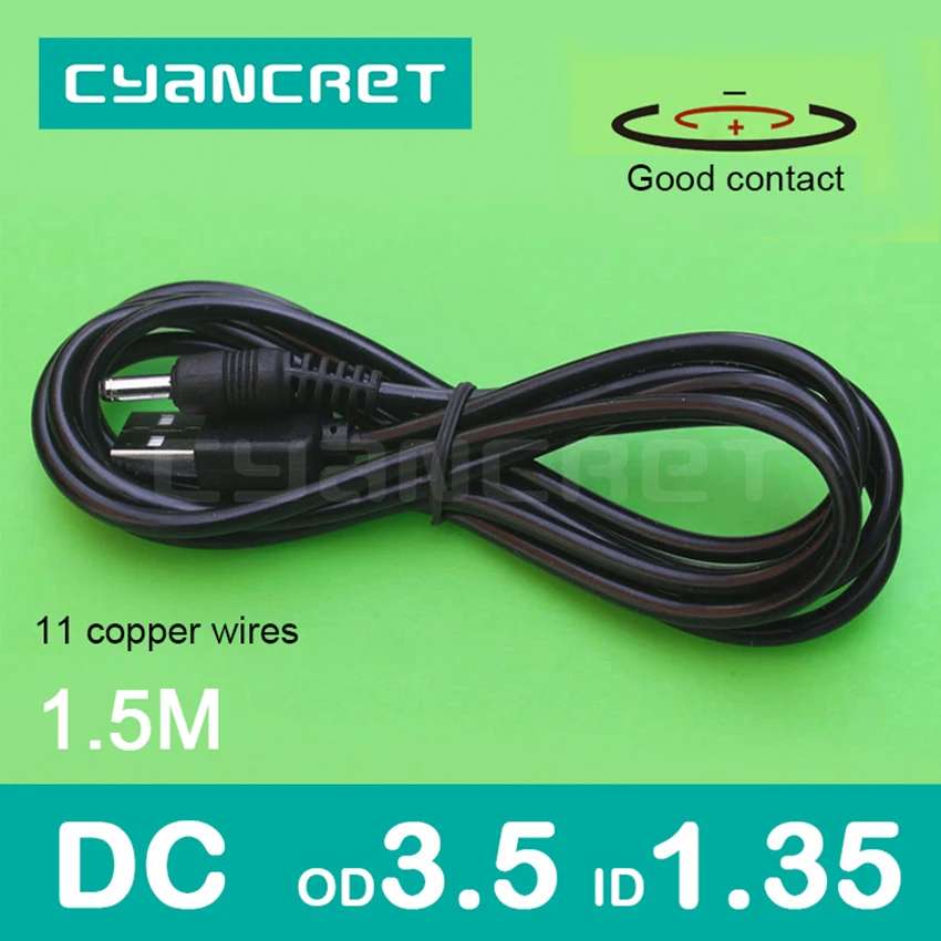 

Power Cable USB 2.0 to DC 3.5mm x 1.35mm 1.5M 1A Support 5V or 12V Charger Connector Cable for Table lamp Tablet MP4 Player