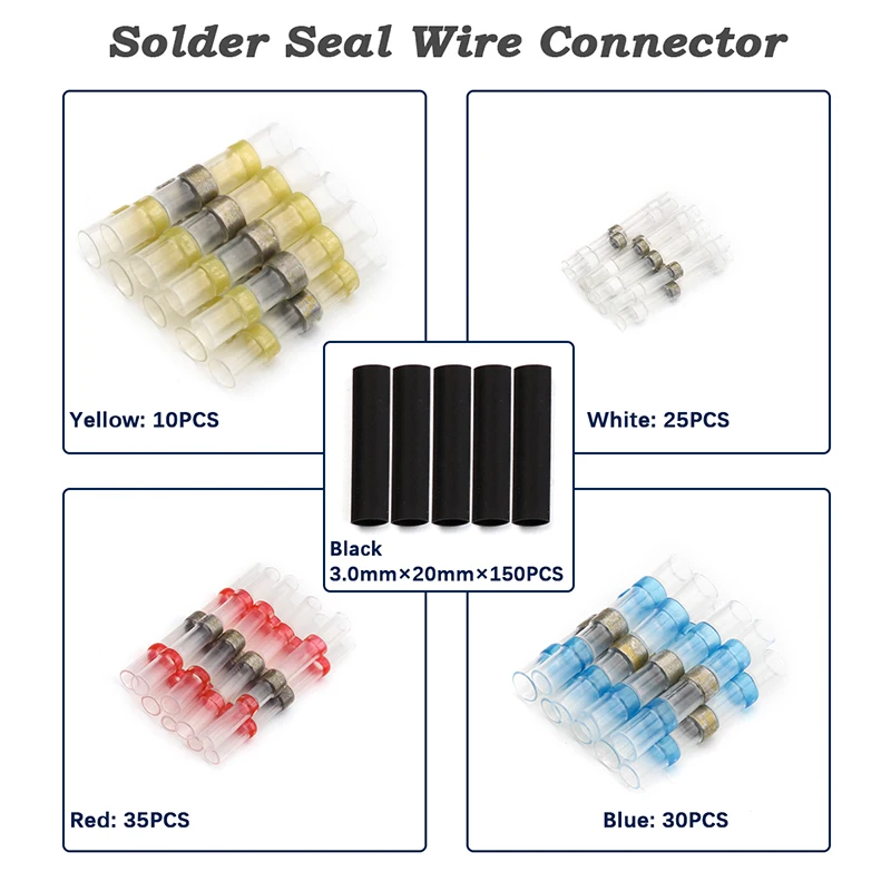 250 шт Водонепроницаемый термоусадочный провод соединители припоя рукава быстро стыковые терминалы Терминатор Термоусадочная Трубка Набор