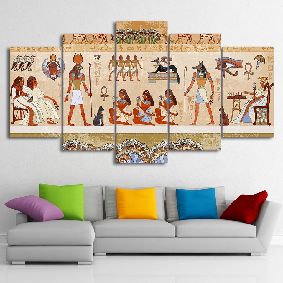 Drop Shipping HD Printed 5 Piece Canvas Art Paintings Wall Egyptian Pictures Modular Ancient Dynasty Poster Home Decor | Дом и сад