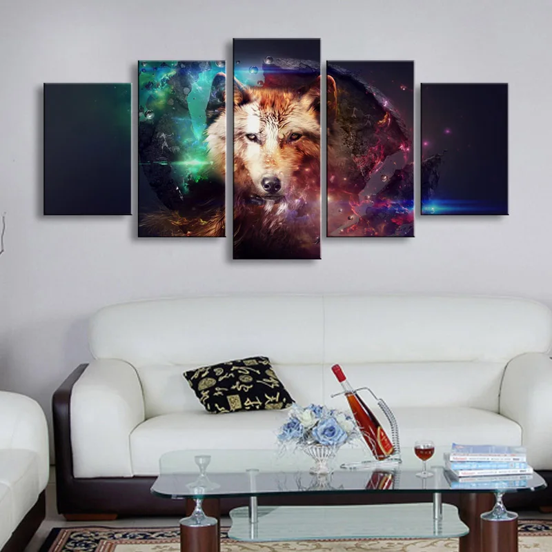5 pieces high-definition print Wolf canvas oil painting poster and wall art living room picture B-050 (3)