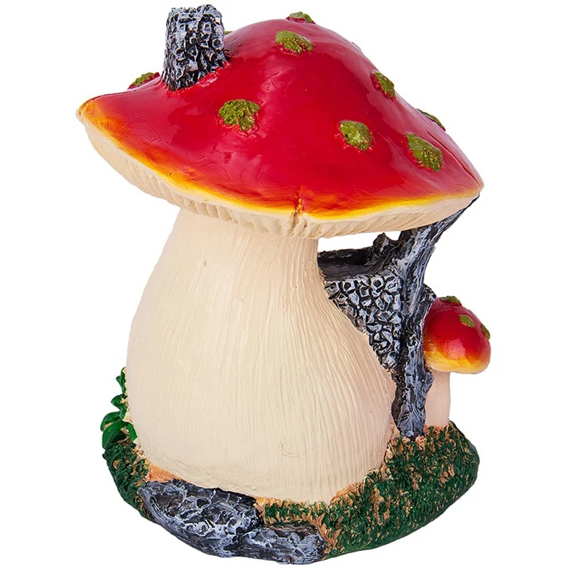 Ankoow Red Mushroom House Mini Landscape House Fairy Garden Decoration Resin Crafts Ornament Miniature Fairy Garden Accessorie