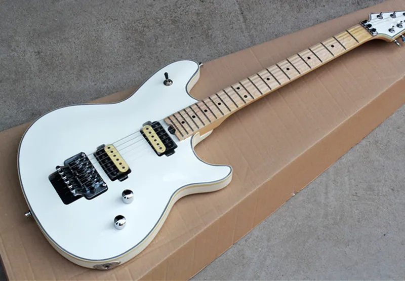 

White Body Electric Guitar,2 Humbucker Open Pickups,Maple Fretboard,Double Rock,Offer Customized