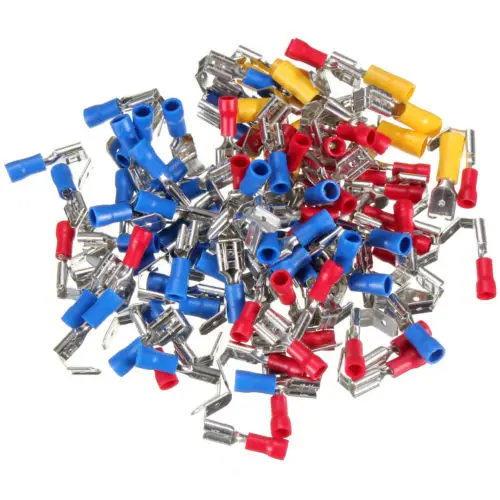 

BIFI Hot 100 PIGGY BACK PIGGYBACK SPADE CRIMP CONNECTOR TERMINAL 40 RED 50 BLUE 10 YELLOW