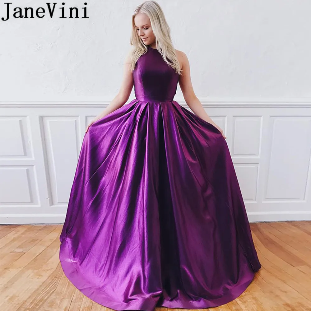 purple satin dress long