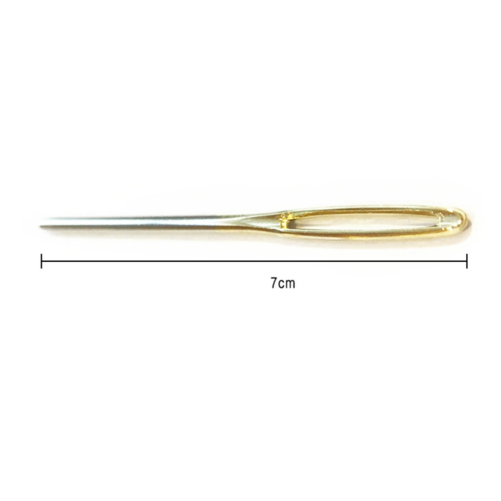 2pcs Large Eye Blunt Needles Stainless Steel Threader Tweezers Insert Elastic Sewing Tools DIY Cross Stitch Weaving Supplies