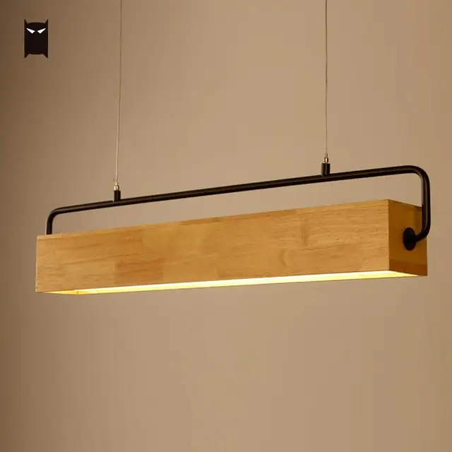 78 90cm Square Bar Wood Led Pendant Light Wire Fixture Modern Nordic 78 90cm Square Bar Wood Led Pendant Light Wire Fixture Modern Nordic Scandinavian Hanging Lamp