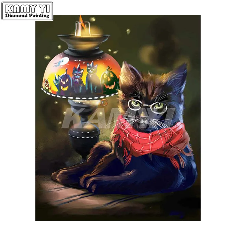 Needlework 3D Diy Diamond Painting Cross Stitch Cat Lamp Diamond Embroidery Full Square Diamond Mosaic