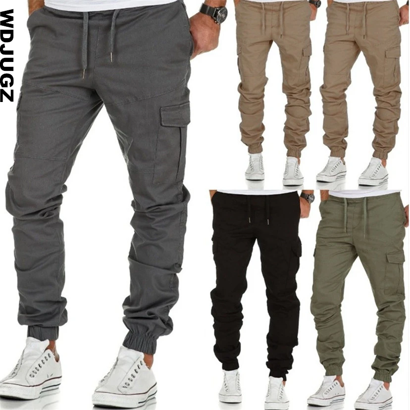

New Handsome men's pants Elastic foot close Skinny Pants Tactical military Men's Cargo Pants Multi-pocket Overalls