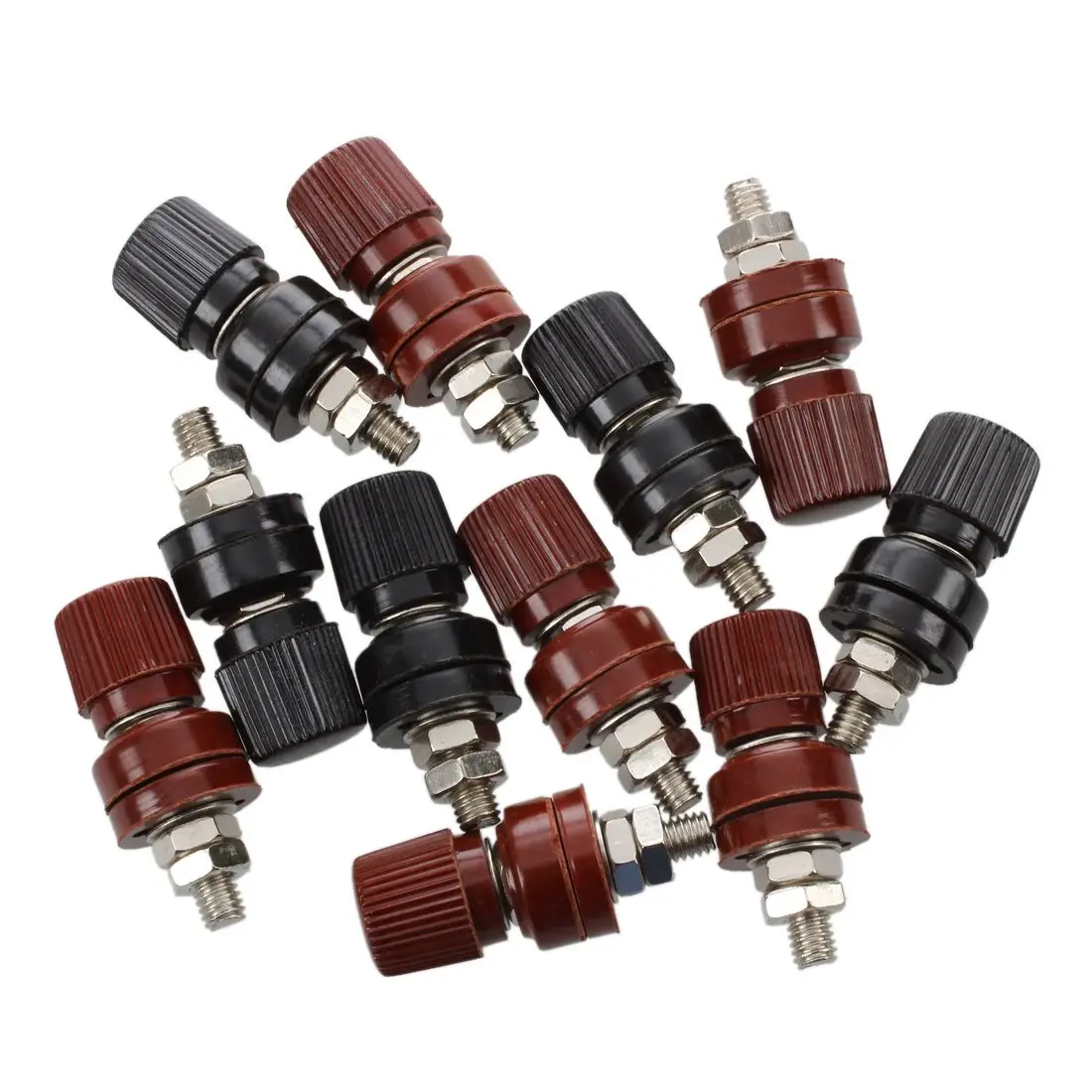 

5.7mm Thread Dia Dark Red Black Plastic Metal Binding Post Terminal 10 Pcs
