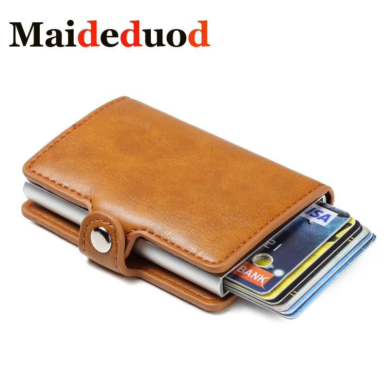 

Maideduod New PU Leather Credit Card Holder Card Case Women and Men RFID Wallets Hasp Vintage Business ID Holder Single Box