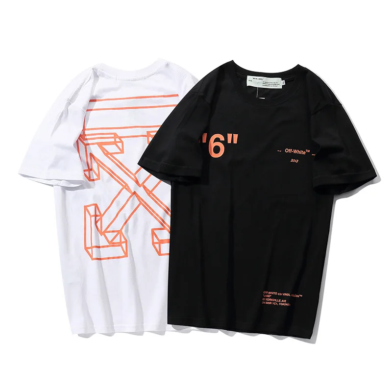 

2019 New Arrival Off White OW Short Casual O-neck Print Knitted T-shirts B008