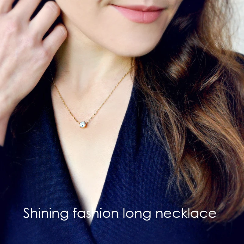 e-Manco Cubic Zircon Luxury Necklace for Women Classic Long Statement Necklaces Fashion Jewelry Women Accessories Unisex-2