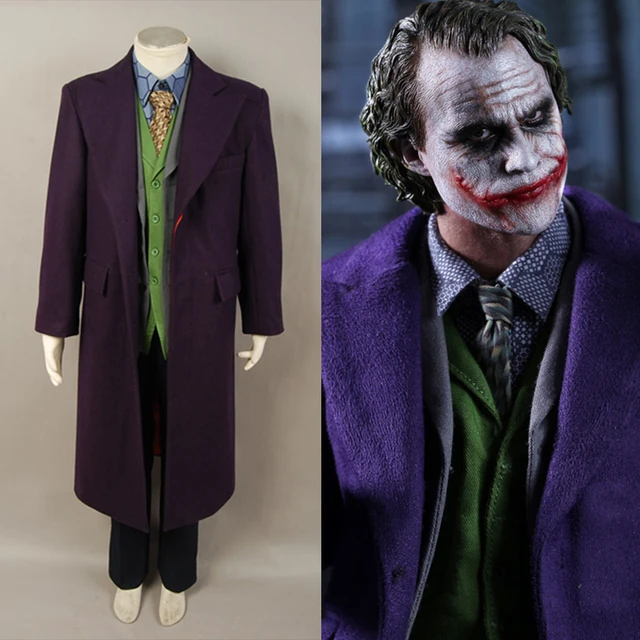 4pcs Adult Men Batman Dark Knight Joker Costume Heath Ledger Joker