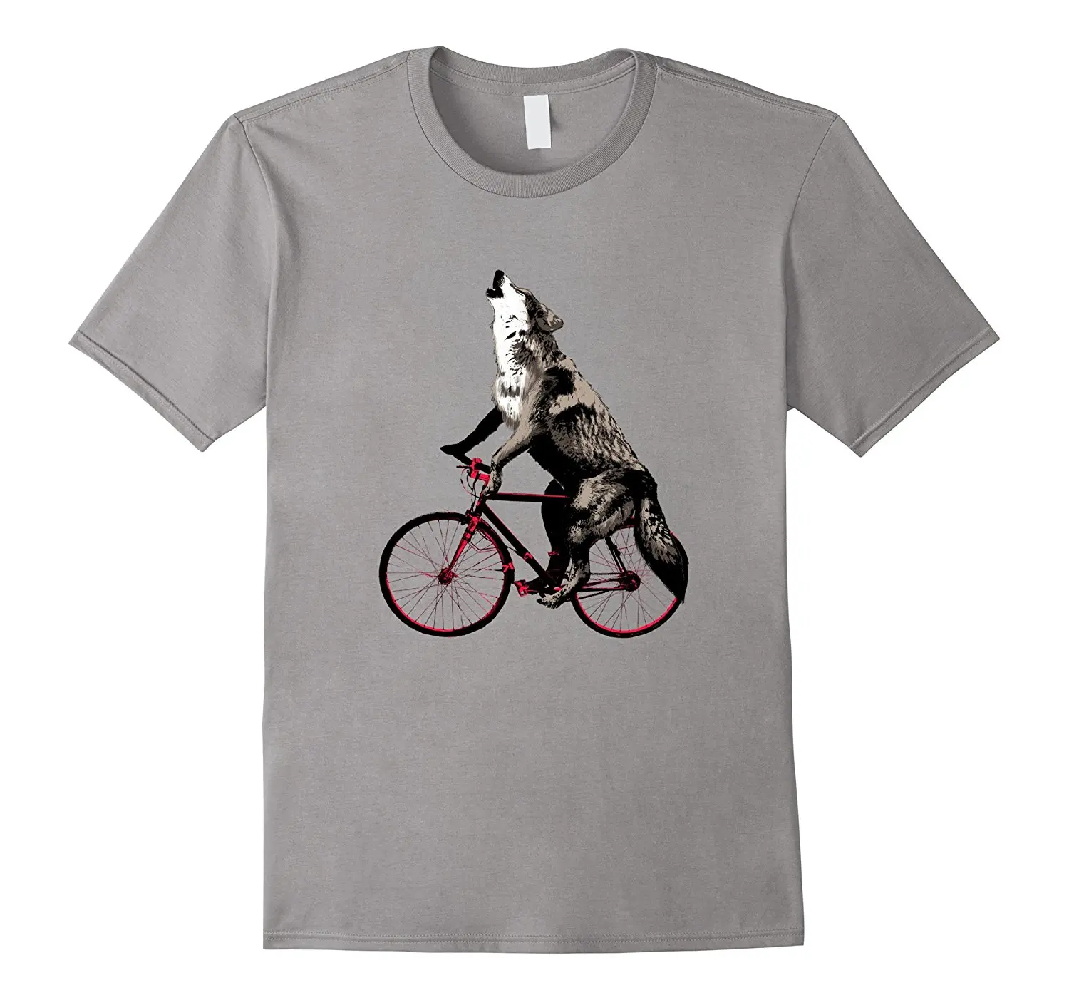 2018 Hot sale Fashion Wolf Howling at the Moon on a Bicycle T Shirt