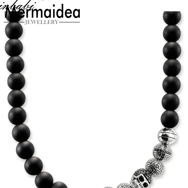 

Necklace Skull Obsidian Trendy Gift Women Men DIY Jewelry 925 Sterling Silver Fashion Jewelry Wholesale