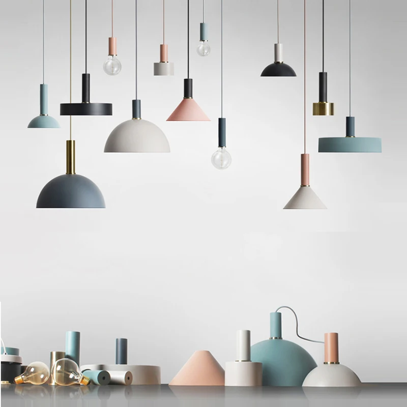 

Pendant Light lamp Creative Restaurant lampshade Living Dinning Room Bar Coffee Shop Modern Hanging Lighting Colorful Macaron