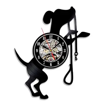 

2019 Hot Sale Horloge Murale Klok Cute Dog Wall Clock Design Vinyl Record Clocks European Retro Style Watch Home Decor Silent