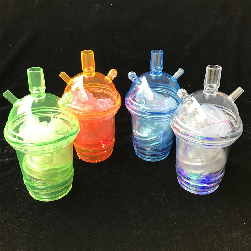 

Small Plastic Hookah Set With LED Light Silicone Hose Charcoal Holder Portable Shisha Set
