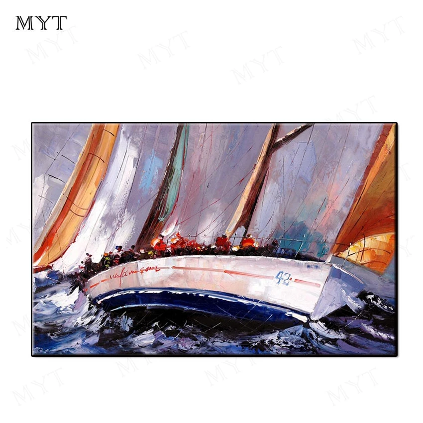 

Big sizes handmade Ship in the stormy waves Modern oil painting on canvas home decor wall art pictures for living room no framed