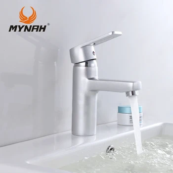 

MYNAH Russia free shipping Piece Basin Faucet Chrome Faucet Ceramic Deck Mounted Single Holder Single Hole Washbasin Mixer Tap