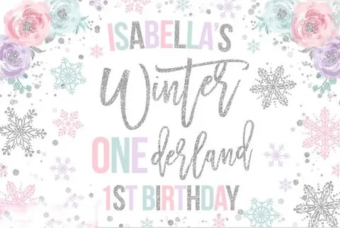 

Пользовательский ONEderland Снежинка Розовый Серебряный цветок листья фоны Высокое качество компьютерная Печать День рождения фон