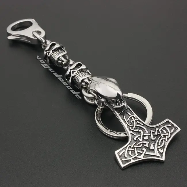 

316L Stainless Steel Alien Predator AVP Thor's Hammer Mens Keychain 6R001KC Clasp 3P3