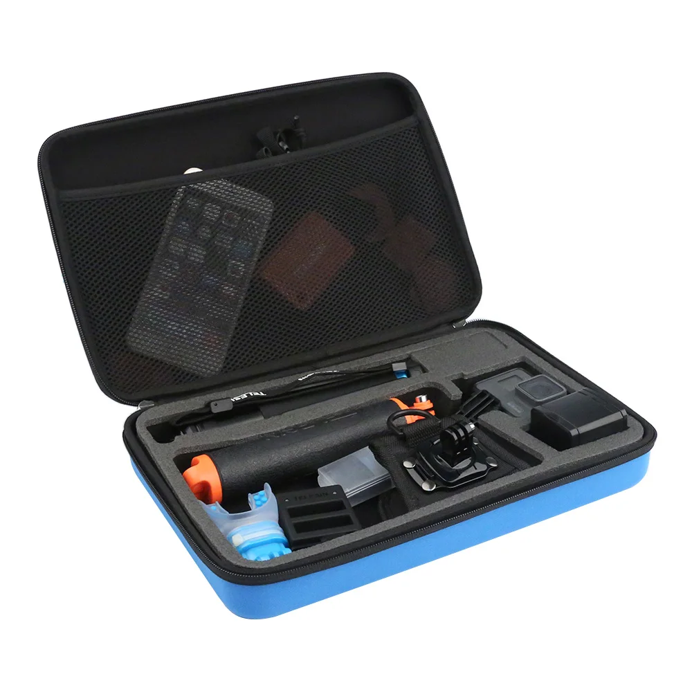 TELESIN Large Blue Portable Storage Bag Box Traveling Carry Case for GoPro Hero 6 Hero5 4 3+ 3 2 Xiaomi YI EKEN SJCAM Camera camera : image TELESIN Large Blue Portable Storage Bag Box Traveling Carry Case for GoPro Hero 6 Hero5 4 3+ 3 2 Xiaomi YI EKEN SJCAM Camera camera